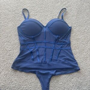 Iris Navy Bodysuit Top